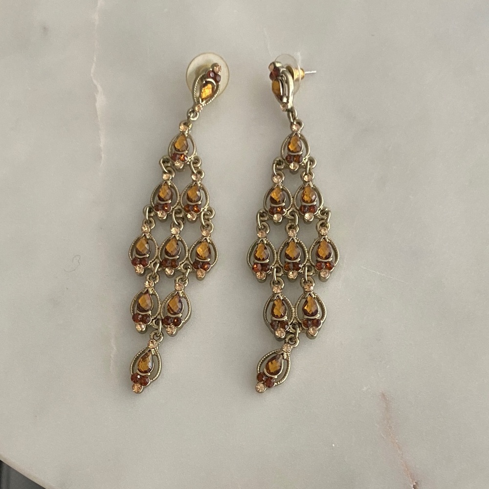 Elegant Gold and Amber Drop Earrings